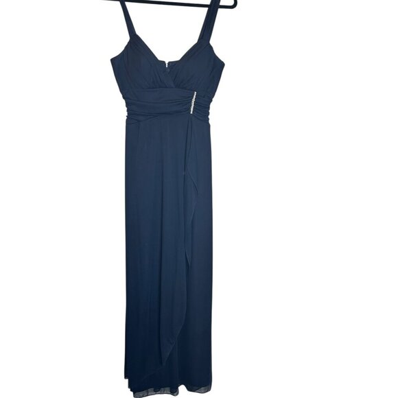 Vintage‎ Betsy & Adam Navy Blue Chiffon Prom Dress Sz 8 Formal Evening Gown - Picture 6 of 11